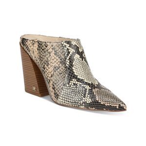 NWT SAM EDELMAN Womens Brown Snakeskin Reverie  Leather Heeled Mules Shoes 7 M